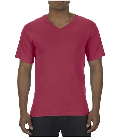 C4099 Comfort Colors 5.5 oz. V-Neck T-Shirt BRICK front view