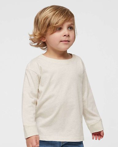 RS3302 Rabbit Skins Toddler Fine Jersey Long Sleev in Natural heather front view