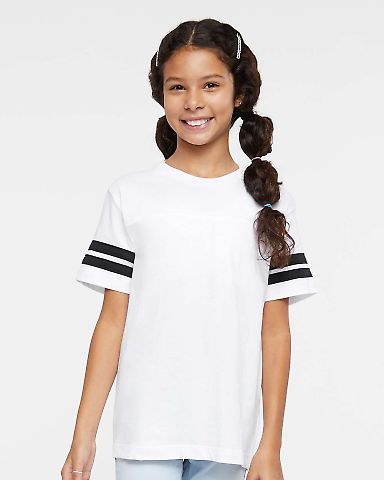 6137 LAT Jersey Youth Football Tee in White/black front view