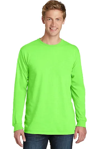 Port & Company PC099LS Pigment-Dyed Long Sleeve Te Neon Green front view