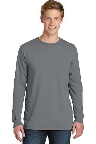 Port & Company PC099LS Pigment-Dyed Long Sleeve Te Pewter front view