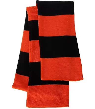 SP02 Sportsman  - Rugby Striped Knit Scarf -  Orange/ Black front view