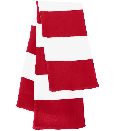 SP02 Sportsman  - Rugby Striped Knit Scarf -  Red/ White front view