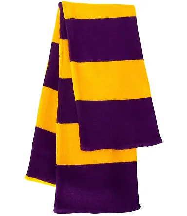 SP02 Sportsman  - Rugby Striped Knit Scarf -  Purple/ Gold front view