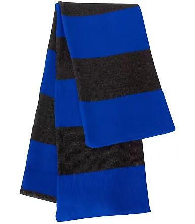 SP02 Sportsman  - Rugby Striped Knit Scarf -  Royal/ Charcoal front view