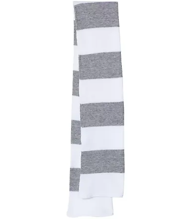 SP02 Sportsman  - Rugby Striped Knit Scarf -  White/ Heather Grey front view