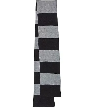 SP02 Sportsman  - Rugby Striped Knit Scarf -  Heather Black/ Heather Grey front view