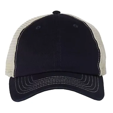 3100 Sportsman - Contrast Stitch Mesh Cap - Navy/ Stone front view