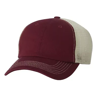 3100 Sportsman  - Contrast Stitch Mesh Cap -  Maroon/ Stone front view
