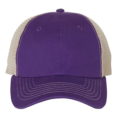 3100 Sportsman  - Contrast Stitch Mesh Cap -  Purple/ Stone front view