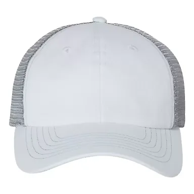 3100 Sportsman  - Contrast Stitch Mesh Cap -  White/ Grey front view