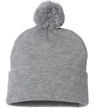 SP15 Sportsman - Pom Pom Knit Cap - Heather Grey front view