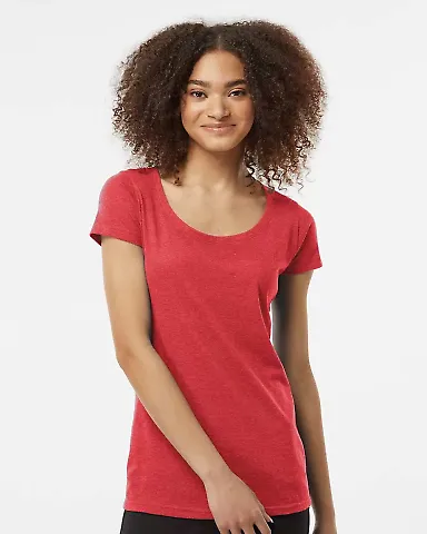 0243TC Tultex 243/Ladies' Poly-Rich blend Scoop Ne in Heather red front view