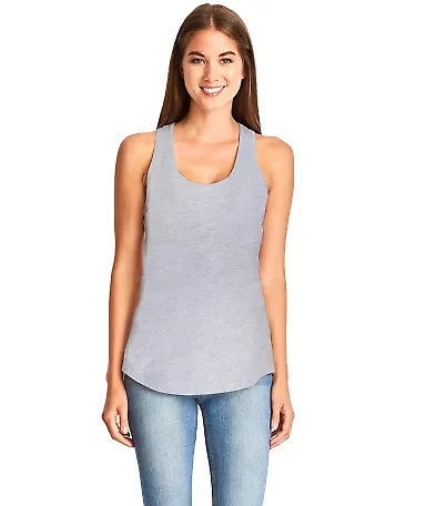 6338 Next Level Ladies' Gathered Racerback Tank in Heather gray front view