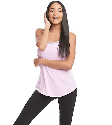 1534 Next Level Ladies Ideal Colorblock Racerback  in Lilac/ hthr gray front view