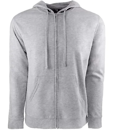 9601 Next Level French Terry Zip Up Hoodie HTH GRY/ HTH GRY front view