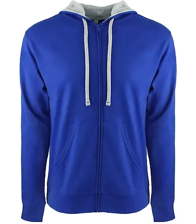 9601 Next Level French Terry Zip Up Hoodie ROYAL/ HTHR GRAY front view