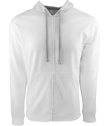 9601 Next Level French Terry Zip Up Hoodie WHITE/ HTHR GRAY front view