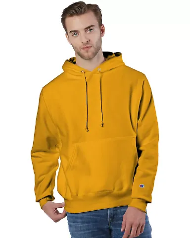 Champion S1051 Reverse Weave Hoodie in C gold front view