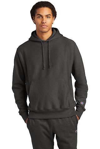 Champion S1051 Reverse Weave Hoodie in Charcoal heather front view