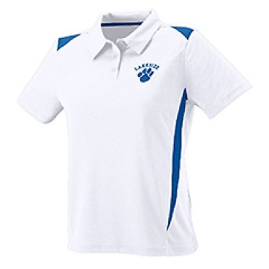 5013 Augusta Ladies' Premier Sport Shirt in White/ royal front view