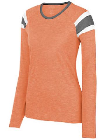 3012 Augusta Sportswear Ladies' Long-Sleeve Fanati in Light orange/ slate/ white front view