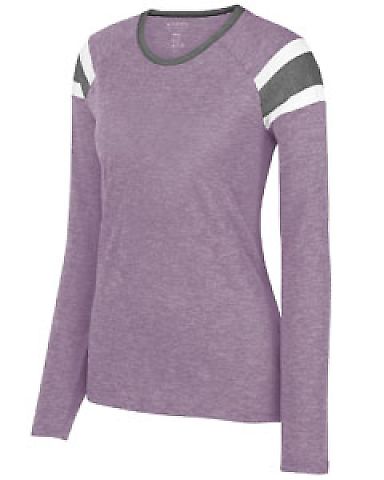 3012 Augusta Sportswear Ladies' Long-Sleeve Fanati in Lavender/ slate/ white front view