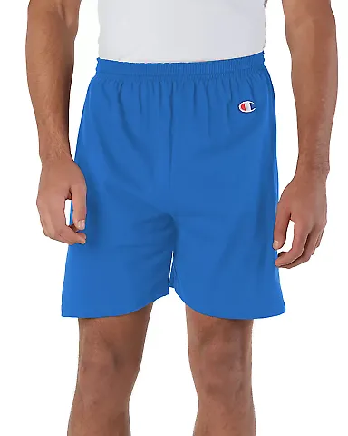 8187 Champion 6.3 oz. Ringspun Cotton Gym Shorts in Royal blue front view
