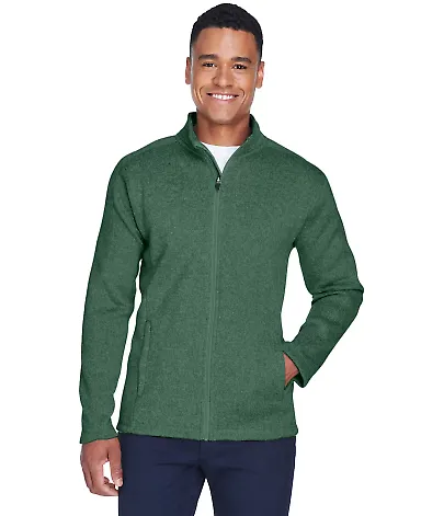 DG793 Devon & Jones Men's Bristol Full-Zip Sweater FOREST HEATHER front view