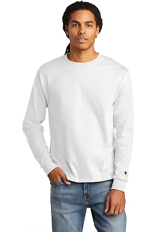 CC8C Champion Logo Long-Sleeve Tagless Tee White front view