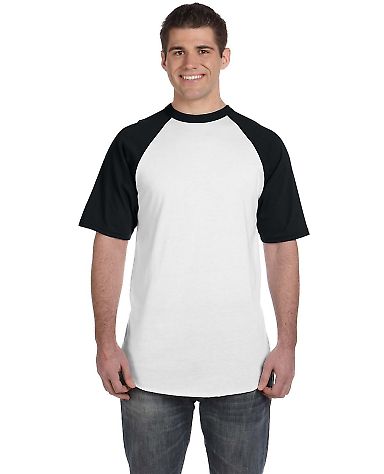423 Augusta Sportswear Adult Short-Sleeve Baseball in White/ black front view