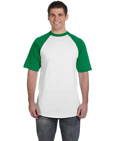 423 Augusta Sportswear Adult Short-Sleeve Baseball in White/ kelly front view