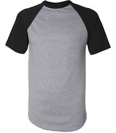 423 Augusta Sportswear Adult Short-Sleeve Baseball Athletic Heather/ Black front view