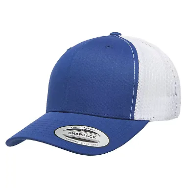 Yupoong 6606 Retro Trucker Hat in Royal/ white front view