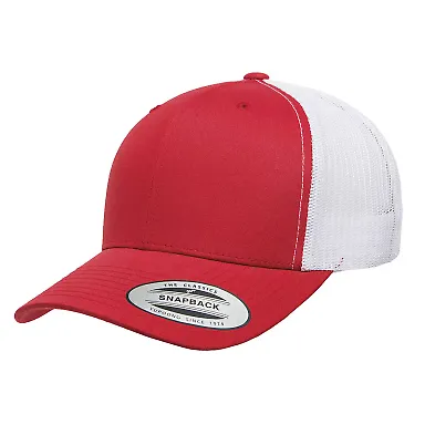 Yupoong 6606 Retro Trucker Hat in Red/ white front view