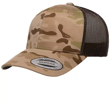 Yupoong 6606 Retro Trucker Hat in Multicam arid/ brown front view