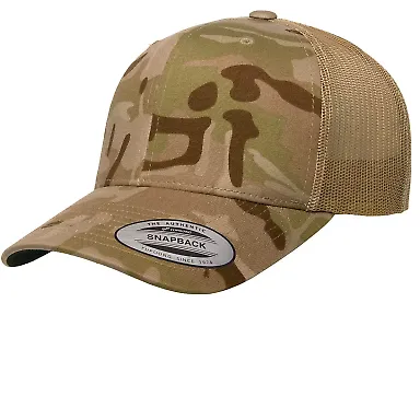 Yupoong 6606 Retro Trucker Hat in Multicam arid/ tan front view