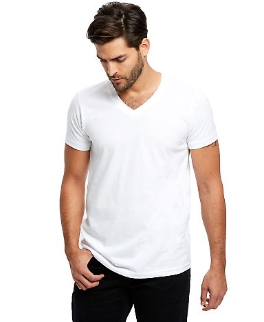 US Blanks US2200 Men's V Neck T Shirts in White front view