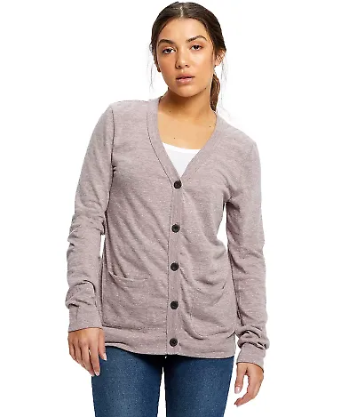 US Blanks US950 Women's Tri-Blend Cardigan Tri/Brown front view