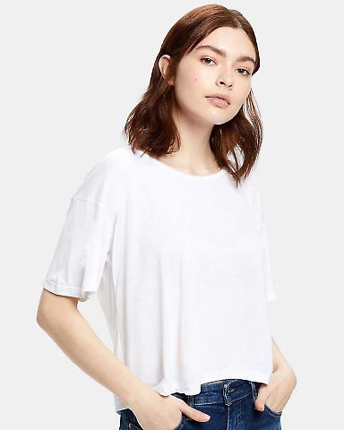 US Blanks US309 Women's Modal Flowy Crop Top in White front view