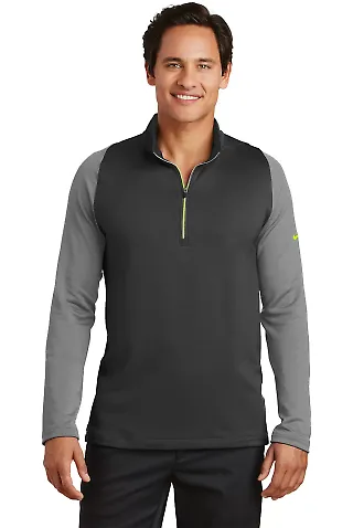 Nike Golf 779795  Dri-FIT Stretch 1/2-Zip Cover-Up DkGy/ClGy/Volt front view