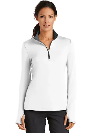 Nike Golf 779796  Ladies Dri-FIT Stretch 1/2-Zip C White/Dk Grey front view