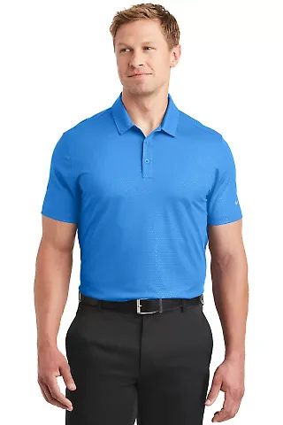 Nike Golf 838964  Dri-FIT Embossed Tri-Blade Polo Brisk Blue front view