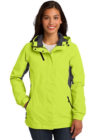 Port Authority L322    Ladies Cascade Waterproof J in Chg grn/mag gy front view
