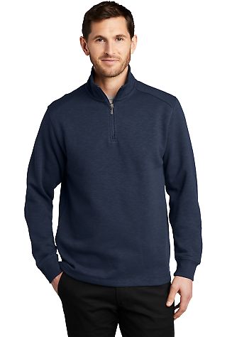 Port Authority F295    Slub Fleece 1/4-Zip Pullove in Navy front view