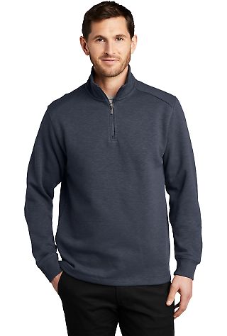 Port Authority F295    Slub Fleece 1/4-Zip Pullove in Slate grey front view