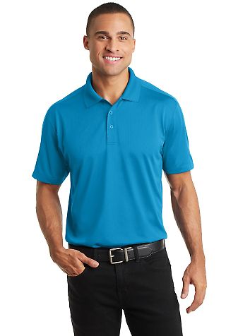 Port Authority K569    Diamond Jacquard Polo in Blue wake front view