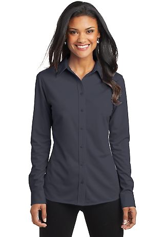 Port Authority L570 Ladies Dimension Knit Dress in Battleship gry front view