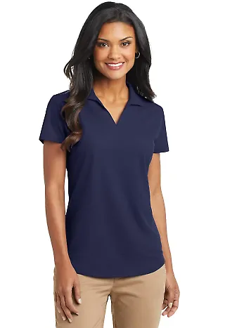 Port Authority L572    Ladies Dry Zone   Grid Polo True Navy front view