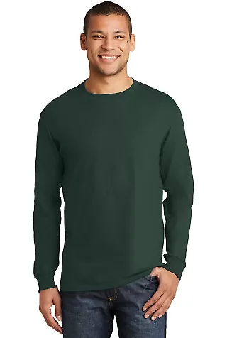 5186 Hanes 6.1 oz. Ringspun Cotton Long-Sleeve Bee Deep Forest front view